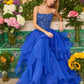 Robe de bal de princesse bustier à volants en satin long, robe de soirée C8117