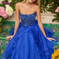 Robe de bal de princesse bustier à volants en satin long, robe de soirée C8117