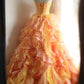 Alluring Strapless Ruffles Prom Dress Orange Beading A-Line Evening Dress D0642