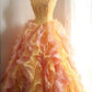 Alluring Strapless Ruffles Prom Dress Orange Beading A-Line Evening Dress D0642