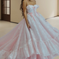 Robe de bal de princesse bustier à volants en satin long, robe de soirée C8117