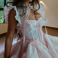 Robe de bal de princesse bustier à volants en satin long, robe de soirée C8117