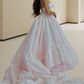 Robe de bal de princesse bustier à volants en satin long, robe de soirée C8117