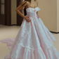 Robe de bal de princesse bustier à volants en satin long, robe de soirée C8117