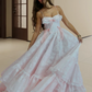 Robe de bal de princesse bustier à volants en satin long, robe de soirée C8117