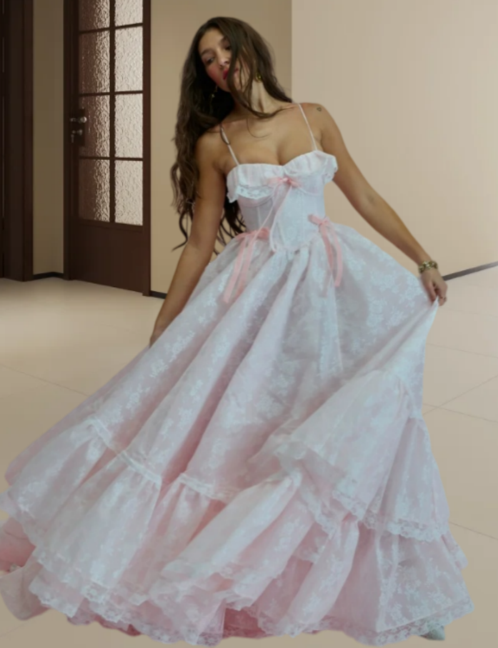 Robe de bal de princesse bustier à volants en satin long, robe de soirée C8117