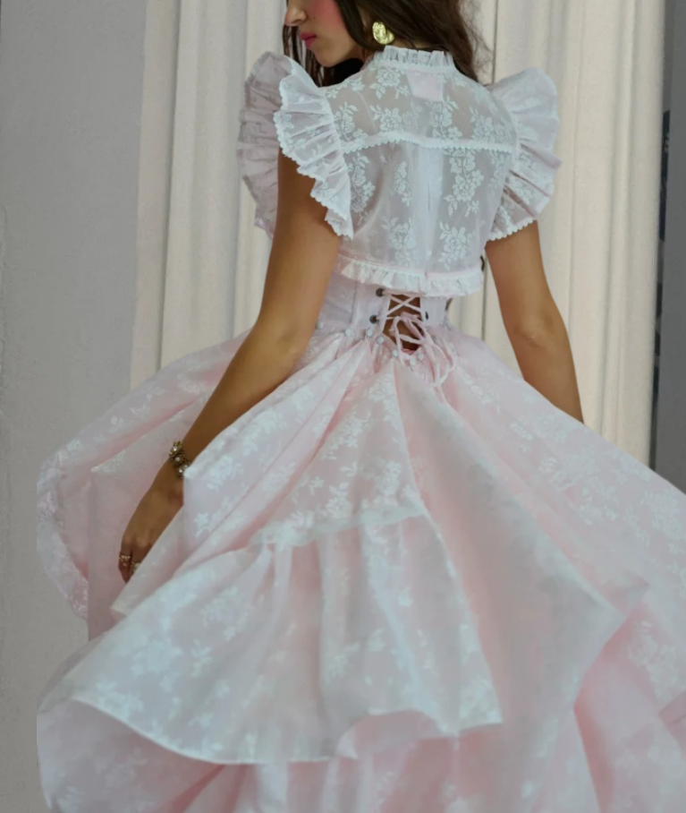 Robe de bal de princesse bustier à volants en satin long, robe de soirée C8117