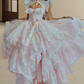 Robe de bal de princesse bustier à volants en satin long, robe de soirée C8117