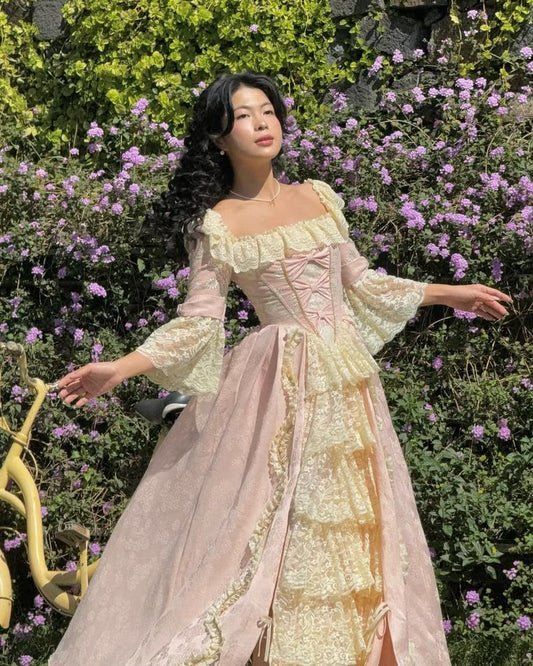 Robe de bal de princesse bustier à volants en satin long, robe de soirée C8117