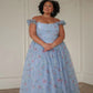 Robe de bal de princesse bustier à volants en satin long, robe de soirée C8117