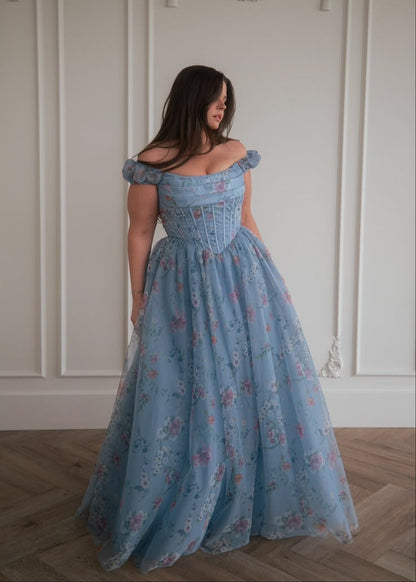 Robe de bal de princesse bustier à volants en satin long, robe de soirée C8117
