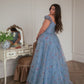Robe de bal de princesse bustier à volants en satin long, robe de soirée C8117