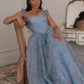 Robe de bal de princesse bustier à volants en satin long, robe de soirée C8117