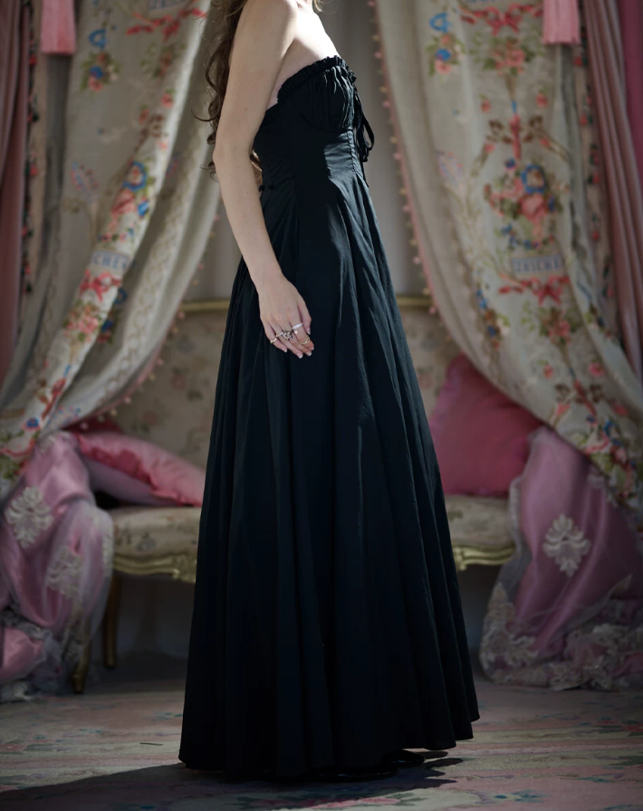 Robe de bal de princesse bustier à volants en satin long, robe de soirée C8117