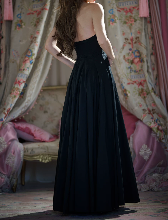 Robe de bal de princesse bustier à volants en satin long, robe de soirée C8117