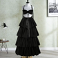Robe de bal de princesse bustier à volants en satin long, robe de soirée C8117