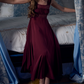 Robe de bal de princesse bustier à volants en satin long, robe de soirée C8117