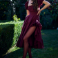 Robe de bal de princesse bustier à volants en satin long, robe de soirée C8117