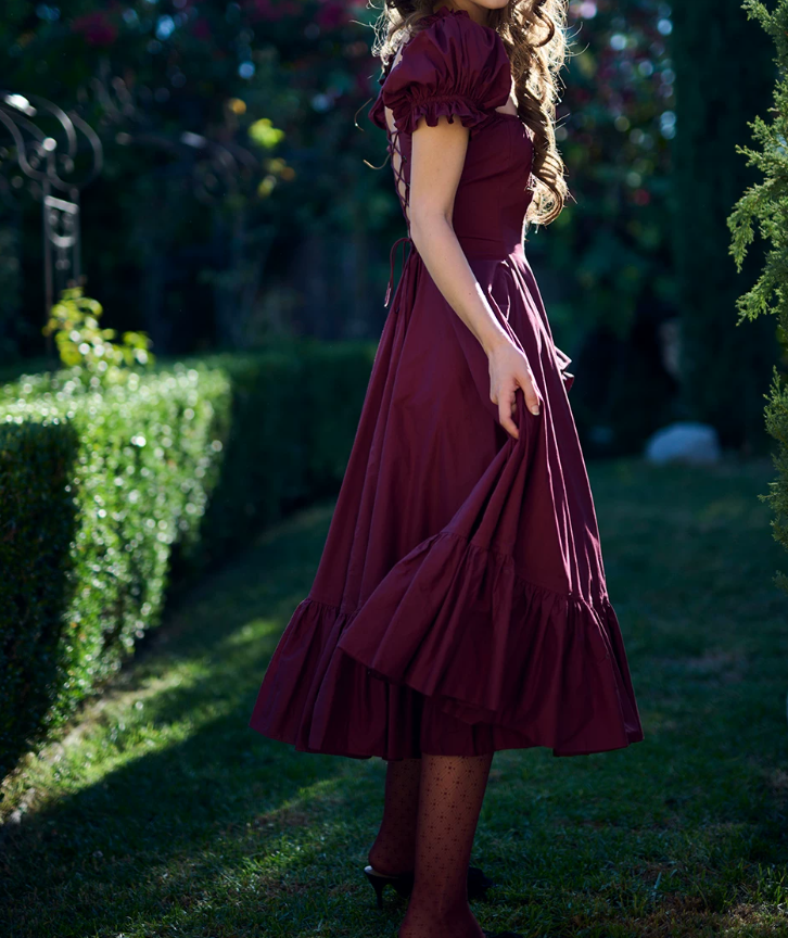 Robe de bal de princesse bustier à volants en satin long, robe de soirée C8117