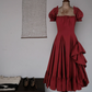 Robe de bal de princesse bustier à volants en satin long, robe de soirée C8117