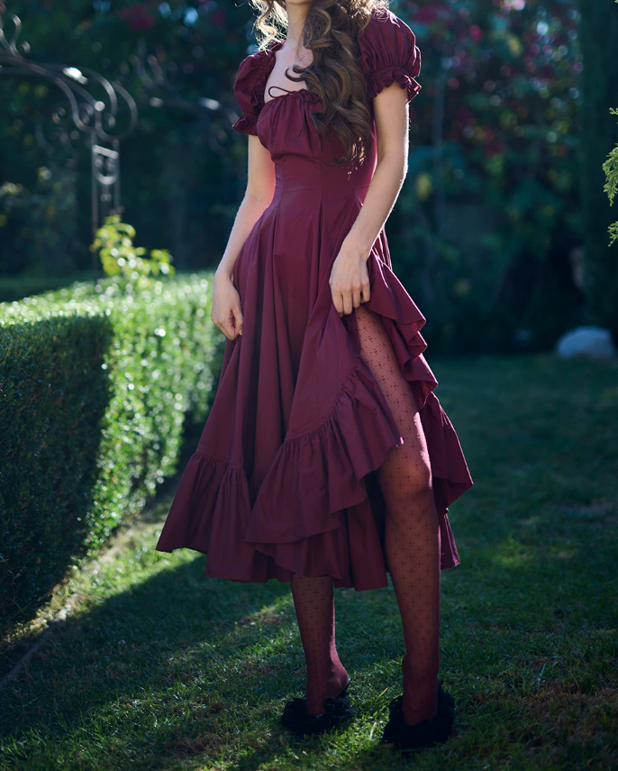 Robe de bal de princesse bustier à volants en satin long, robe de soirée C8117