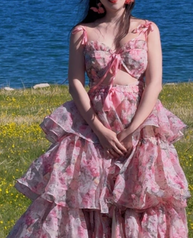 Robe de bal de princesse bustier à volants en satin long, robe de soirée C8117