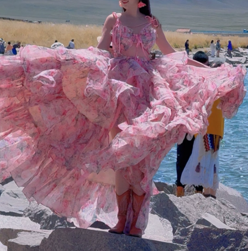 Robe de bal de princesse bustier à volants en satin long, robe de soirée C8117