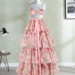 Robe de bal de princesse bustier à volants en satin long, robe de soirée C8117