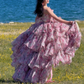 Robe de bal de princesse bustier à volants en satin long, robe de soirée C8117
