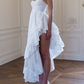 Robe de bal de princesse bustier à volants en satin long, robe de soirée C8117
