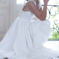Robe de bal de princesse bustier à volants en satin long, robe de soirée C8117