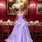 Alluring Strapless Prom Dress Ruched Satin Long A-Line Evening Dress D0679