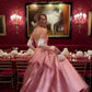 Alluring Strapless Prom Dress Ruched Satin Long A-Line Evening Dress D0679