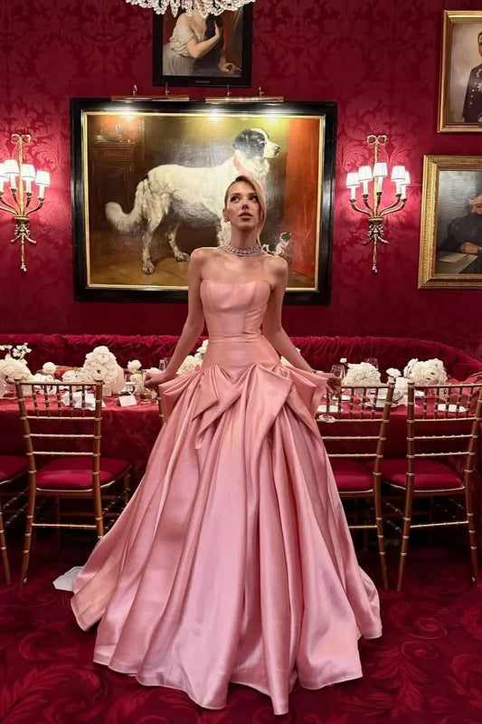 Robe de bal de princesse bustier à volants en satin long, robe de soirée C8117