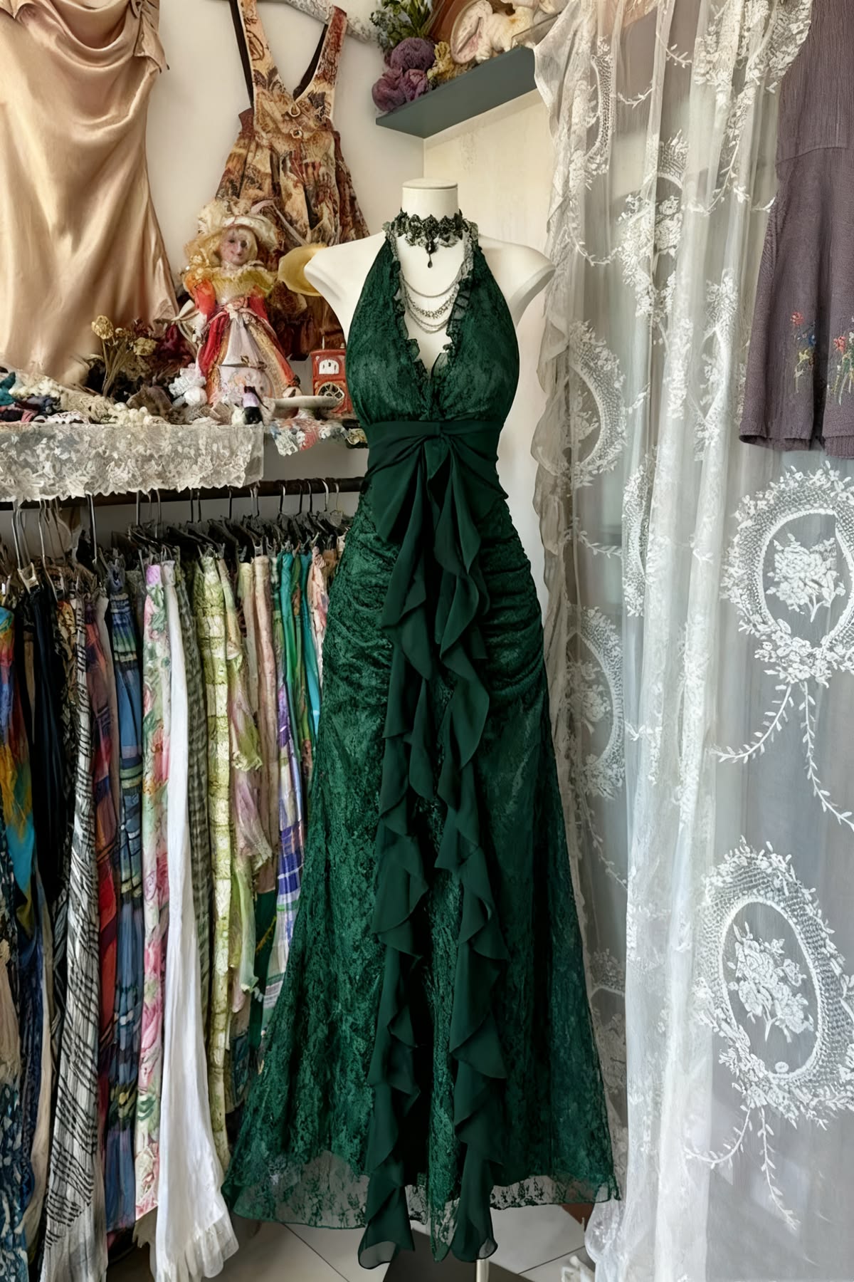 Robe de bal de princesse bustier à volants en satin long, robe de soirée C8117