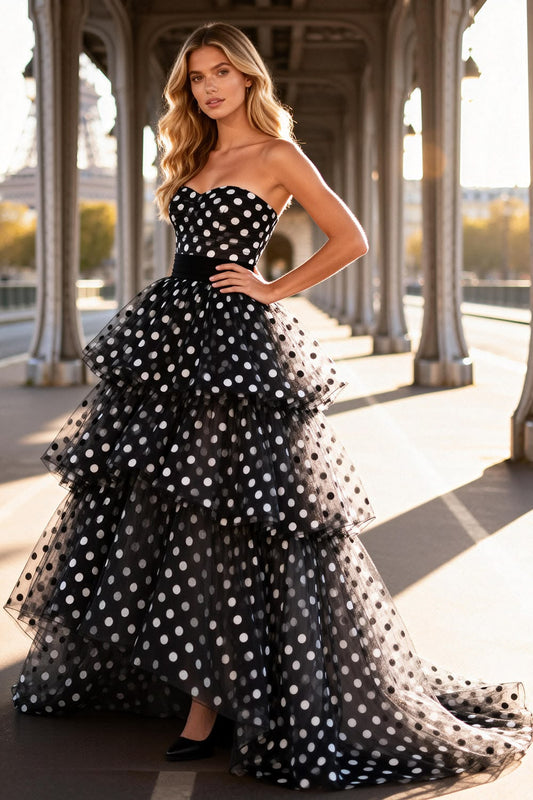Robe de bal de princesse bustier à volants en satin long, robe de soirée C8117