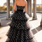 Robe de bal de princesse bustier à volants en satin long, robe de soirée C8117