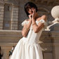 Romantic Off The Shoulder Prom Dress Long White Ruffles A-Line Evening Dress D0683