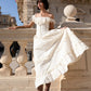Romantic Off The Shoulder Prom Dress Long White Ruffles A-Line Evening Dress D0683