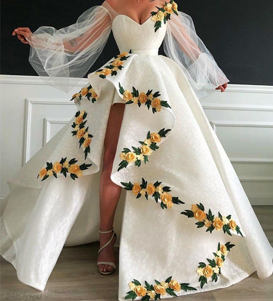 Robe de bal de princesse bustier à volants en satin long, robe de soirée C8117