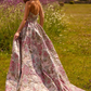 Retro Strapless Red Prom Dress Floral Slit Long A-Line Evening Dress D0686