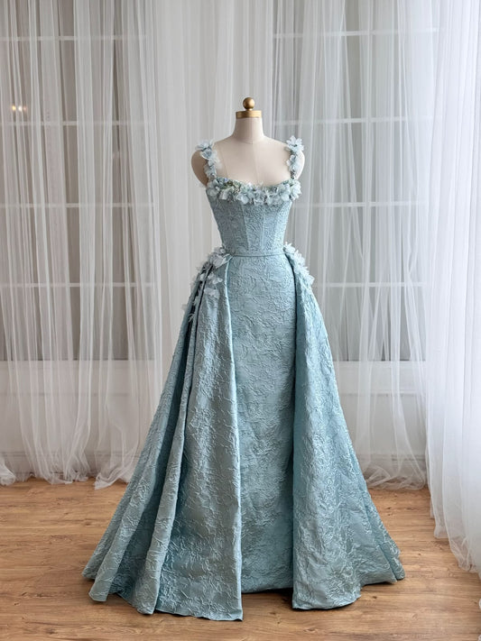 Robe de bal de princesse bustier à volants en satin long, robe de soirée C8117