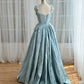 Robe de bal de princesse bustier à volants en satin long, robe de soirée C8117