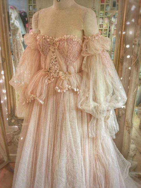 Dreamy Off The Shoulder Prom Dress Long Pink Tulle A-Line Evening Dress D0689