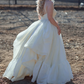 Alluring Spaghetti Strap Wedding Dresses White Ruffles A-Line Bridal Dress D0691