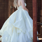 Alluring Spaghetti Strap Wedding Dresses White Ruffles A-Line Bridal Dress D0691