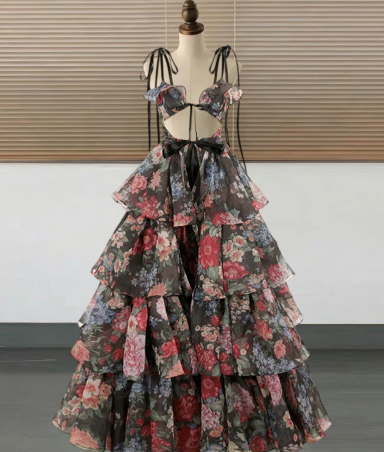 Robe de bal de princesse bustier à volants en satin long, robe de soirée C8117