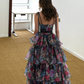 Robe de bal de princesse bustier à volants en satin long, robe de soirée C8117