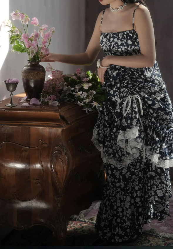Robe de bal de princesse bustier à volants en satin long, robe de soirée C8117