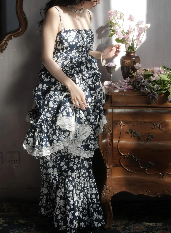 Robe de bal de princesse bustier à volants en satin long, robe de soirée C8117